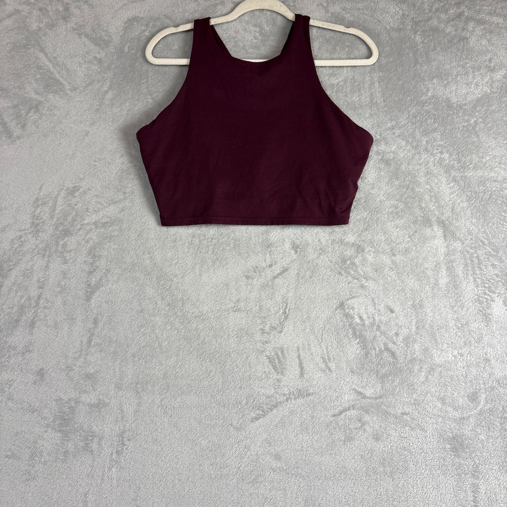 Crz Yoga Cropped Tank Top Burgundy Racerback High Neck Bra XL Yoga Pilates